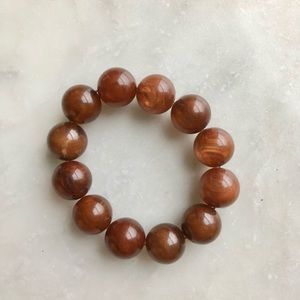 Brown Beaded Elastic Bracelet